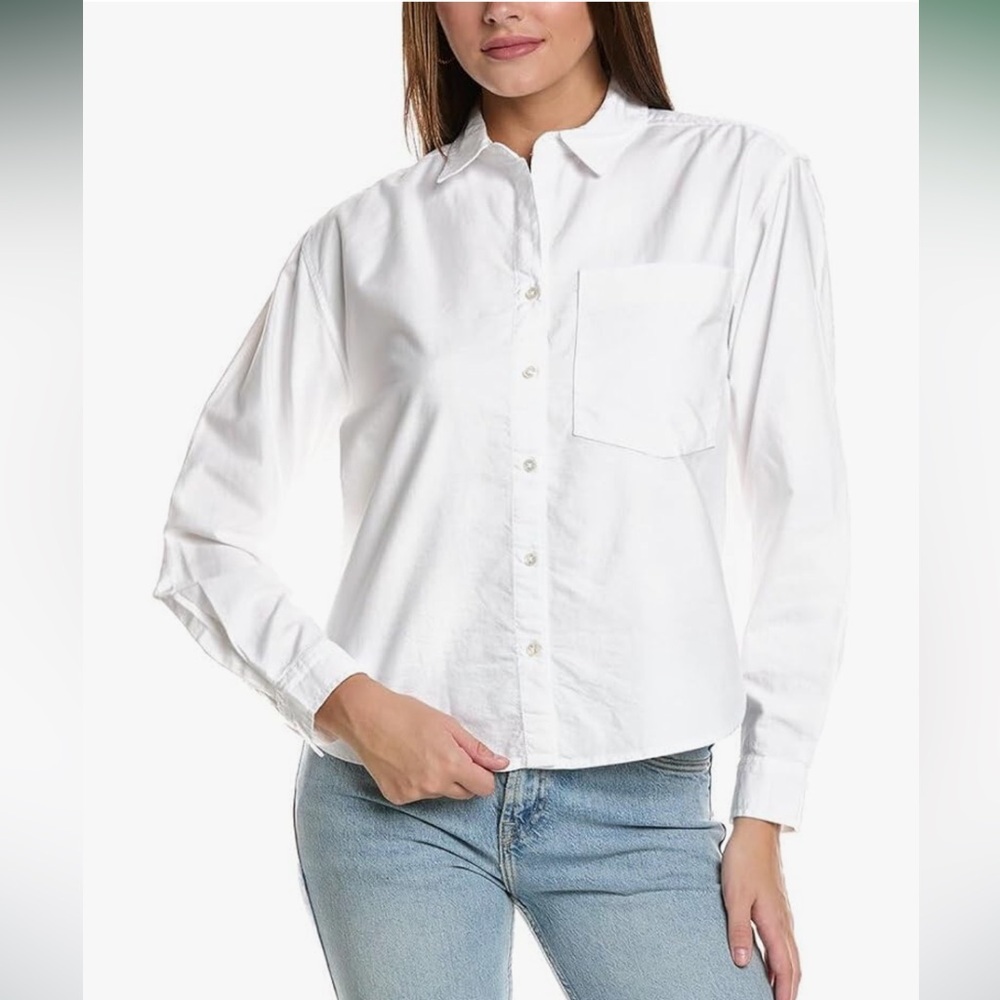 Beachlunchlounge Cammi Shirt White Viscose Button Down Blouse Size Small